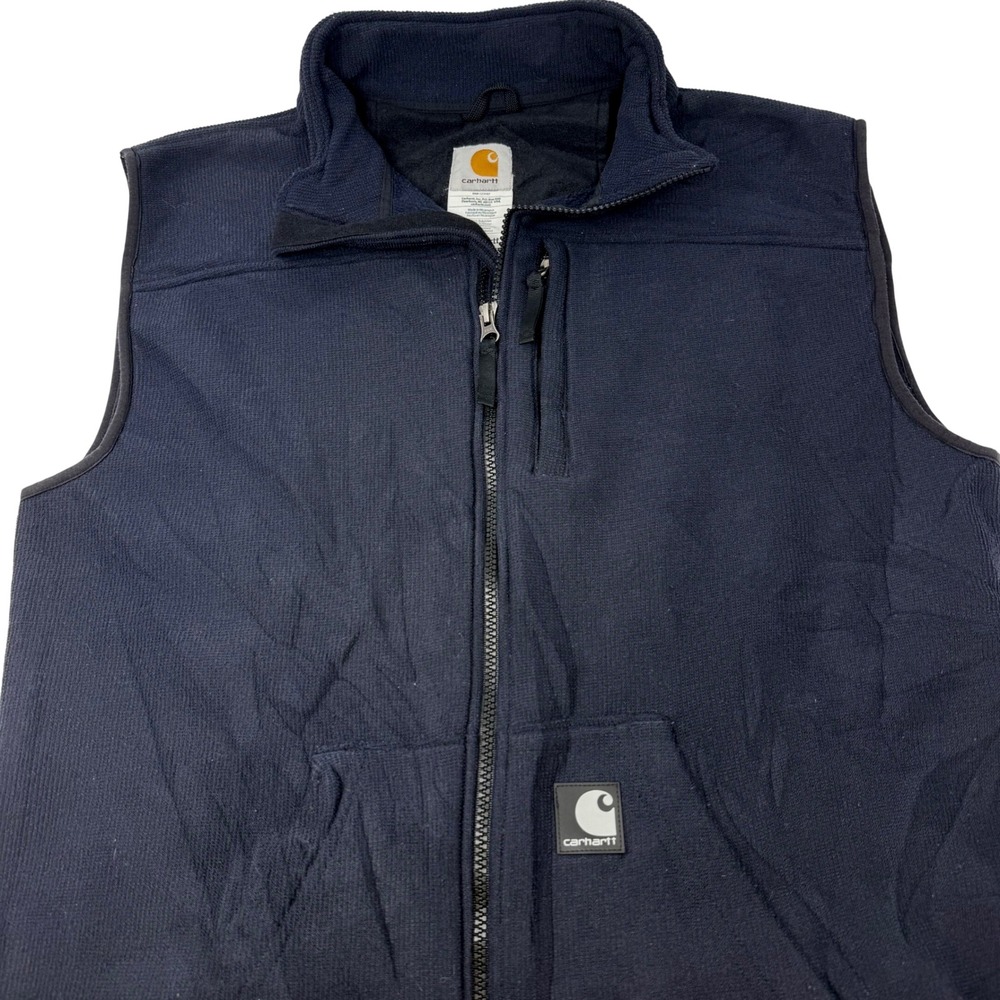 Carhartt Dalton Fleece Vest Mens Medium Navy Blue Full Zip Workwear V28 NVY
